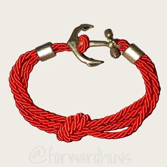 Bundle Sale 3 for $15 | Red Rope Anchor Bracelet | Silver Tone Hardware - Picture 3 of 10